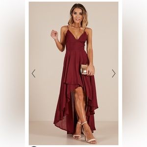 Showpo Burgundy Hi-Low Dress